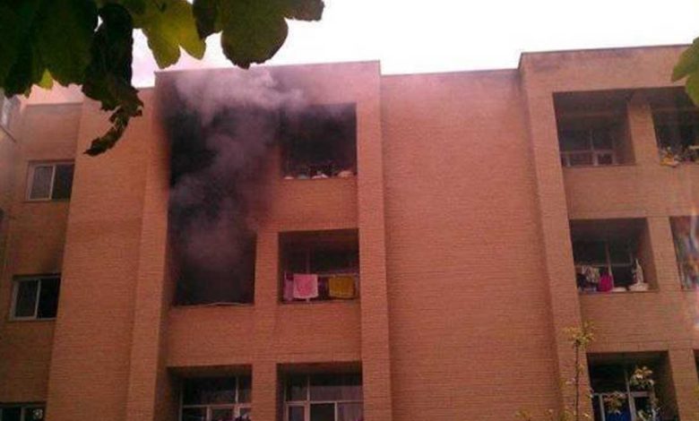 آتش سوزی در خوابگاه دختران واقع در بلوار لاکانی رشت