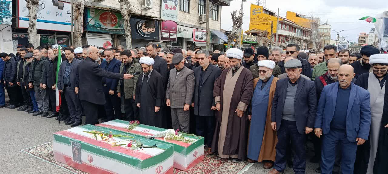 تشییع و اقامه نماز لالههای پرپر دیگر جنایات آمریکایی صهیونی در صومعه سرا