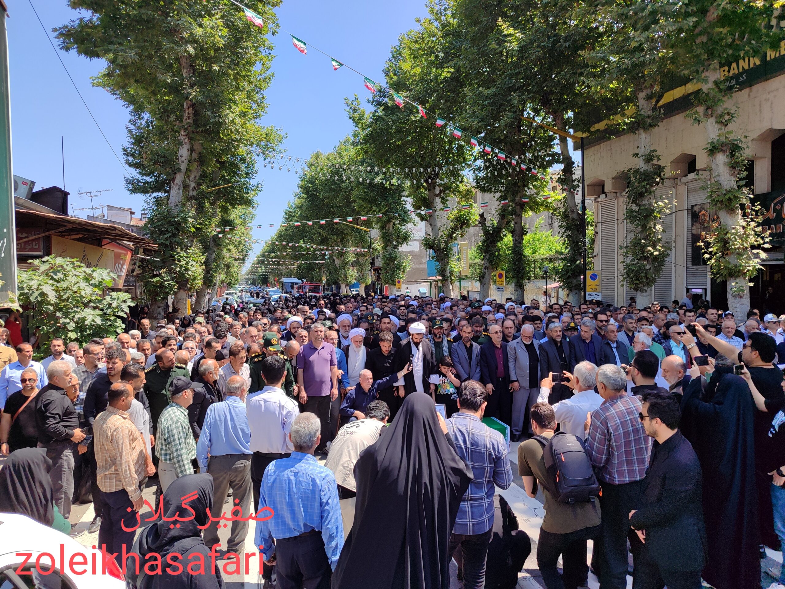 تشییع پیکر شهید مدافع وطن «مصطفی شیرین پور» اولین شهید هوا فضای گیلان در شهر فومن + عکس