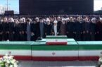 اقامه نماز بر پیکر مطهر مجاهد شهید امام خامنه‌ای و خانواده ایشان+فیلم